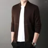 Pulls pour hommes MLSHP Cardigan Laine Pull pour hommes de luxe Couleur unie Col montant Zippper Printemps Automne Ordinateur Tricoté Simple Homme Vestes