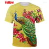 Men's T Shirts 2023 Summer Men Casual 3D Printed Peacock&bird Shirt Unisex Short Sleeves Tops