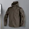 Herrjackor män våren Autumn Trench Coat Militär utomhus huva vindbrytare varm bergsklättring armé stridsjacka ropa hombre