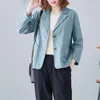 Frauen Baumwolle und Leinen Kurze Anzug Jacke Retro Kurze Top Koreanische Mode Lose Freizeit Langarm Jacke Plus Größe Frühling herbst