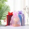 100pcs jewelry cosmetic display bag wedding gift gauze organza bag with handle storage yarn Christmas tote package pouches 18 281217b