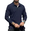 Men's Polos Autumn Casual Long-sleeved T-shirt Lapel Sports Tops Solid Colour Skin-friendly Bottoming Shirt Male Clothing