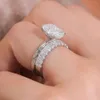 Drobna biżuteria zaręczynowa Połowa wieczności Pierścień 925 Silver 14K Gold Emerald Cut Vvs Moissanite Diamond Wedding Pierścień dla kobiet