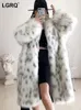 Women's Fur Faux LGRQ 2023 Winter Coat Medium Long Waistless Spotted Sleeve Fake Polka Dots Jacket Female Windbreaker WV9630 230925