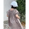 Robes de fille 2023 AncoBear Robe d'été d'été pour bébé coréen filles enfants Vintage décontracté coton en vrac enfants vêtements d'extérieur floraux