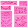 Baking Moulds 3D Carving Flower Lace Silicone Mold Cake Border Decoration Cupcake Top Polymer Clay Embossed 230923