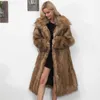 Женское меховое пальто из искусственного меха, женское зимнее длинное пальто из искусственного меха с отложным воротником, длинными рукавами, карманами и пуговицами, женская толстая теплая ветрозащитная верхняя одежда 6Q0366 YQ230925