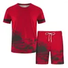 Survêtements pour hommes Sports d'été T-shirt Short de plage Ensemble 3D Impression dégradé surdimensionné Vêtements de jogging respirants peuvent être personnalisés Logo