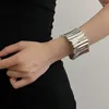 Bangle Exaggerated Irregular Metal Wide For Women Men Fashion Classic Silver Color Bracelet Daily Work Jewelry Accessories