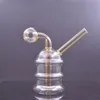 Bruciatore a olio in vetro più economico Bong Narghilè Bubbler Tubi per acqua fumanti con Pyrex spesso Trasparente Riciclatore inebriante Dab Rig Bong a mano per strumenti per fumare Dhl gratuito