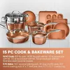 Collezione di padelle Pentole e set di pentole da 15 pezzi Premium Bakeware Antiaderente Include brodo di frittura