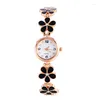 Wristwatches Luxury Rhinestone Flower Bracelet Stainless Steel Watch Fashion Small Watche Women Band Female Clock Relogio Feminino