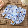 Kleidung Sets Kinder Reine Baumwolle Hause Set Sommer Langarm Pyjamas Baby Jungen Mädchen Cartoon Kleidung Ropa Kinder Pijamas