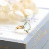 S925 Silver Punk Ring med naturen Blue Topaz Stone i Rhombus Shape for Women Wedding Jewelry Gift PS88982503