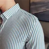 Camisas de vestido masculinas moda verão listrado meia manga camisa masculina fino ajuste de alta qualidade camisa lapela negócios homme S-3XL