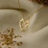 Colares de pingente colar feminino recorte coração processo de polimento ajustável gargantilha para mulheres jóias de aço inoxidável presente