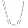 Pan Dora Collar de collar de barra de una hilera con pavé atemporal, auténtica plata de ley 925 con circonita cúbica transparente, collar de joyería fina DIY 362635C01-45