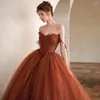 Party Dresses Elegant Caramel Evening Spaghetti Strap Boat Neck A-Line Beading Celebrity Cocktail Prom Clows