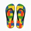 2023 personnalisé femmes appartements maison pantoufle 3D Tetris imprimer été mode sandales de plage pour pantoufles femme dames tongs en caoutchouc FlipcBl7 #