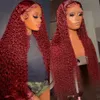 Burgundy Deep Curly Glueless Human Hair Wigs 13x4 HD Deep Wave Lace Frontal Wigs Red/Black/Blonde/blue/pink Brazilian Wigs