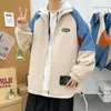 Herrjackor koreanska lapptäcke varsity jacka män kvinnor japanska harjuku färgblock vindbrytare rockar fjäder tunna vintage lastjackor 230925