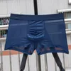 Sous-vêtements pour hommes, en soie glacée, transparent, sous-vêtements sexy pour hommes, culotte taille basse, lingerie intime