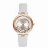 Relógios de pulso moda mulheres pulseira de couro vestido relógio senhoras pulseira quartzo relógio de pulso luxo ouro preto cinto cristal dial casual