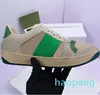 Sneaker Beige Butter Dirty Leather Shoes Running Vintage Red and Green Web Stripe Luxurys Designers Sneakers Bi-Color Rubber Sole Classic Casual Shoe