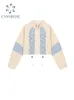 Kvinnorjackor Patchwork Jacket Vintage Korean Style 90s Y2K Långärmning Lace-Up Coat Loose Fashion Streetwear Outwear Top 2023 kläder