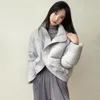 Frauen Trenchcoats 2023 Winter Frauen Kleidung Kurze Jacken Daunen Parka Puffer Jacke Langarm Koreanische Mode Schwarz Weiß Grau