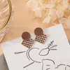 Boucles d'oreilles pendantes BLINLA mode coréenne tissu en cuir goutte pour femmes géométrique marron carré 2023 bijoux féminins