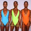 Maillots de bain pour femmes Orange Bleu Vert Maillot de bain Jarretière Monokini Plus Taille One Piece Maillot de bain Femme String Grand Body Bather