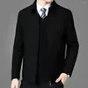 Mäns jackor Män vårjacka Stylish Suit Coat Business-Ready Zipper Packet Anti-Wrinkle Long Hylsa för Fall Office