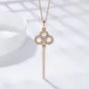 High Quality Fashion Key Pendant with Diamond Sliding Petal Necklace Luxury Gift Original Packaging2382