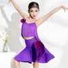 Stage Wear 2023 Enfants Costume de danse latine Filles Purple Tassel Costume Tops Jupe Performance Tenues Cha Rumba Compétition Vêtements BL11380