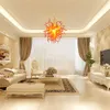 Güneş ışığı kolye lambaları LED ışık 110-240V turuncu sarı renk yuvarlak el yapımı üflemeli cam modern avize aydınlatma 24 inç
