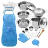 Kitchens Play Food 18PCS Kitchen Set Pretend Kids Cooking and Baking Utensils Children Chef Role Playset Educational Gift 230925