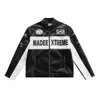 Men's Jackets American retro PU leather racing zipper motorcycle jackets Handsome embroidery Baseball uniform Trendy couples jackets for men L230925
