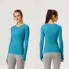 LL Designer T Shirt Sweatshirt بشكل سريع التكنولوجيا التنفس تي شيرت مع شعار سلس طويل الأكمام تي شيرت تي شيرت اللياقة البدنية أعلى ملابس رياضية أعلى