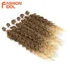 Human Hair Bulks FASHION IDOL Afro Kinky Curly Hair Bundles Synthetic Hair Extensions 24-28inch 6Pcs/Lot Ombre Blonde Hair Weaves For Black Women 230925