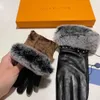 sheepskin Gloves for women cony hair Mittens White polka dot belt decoration girl Five Fingers Gloves Winter Gift Including box