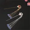 Hair Clips Retro Chinese Style Hanfu Tassel Women Red White Metal Fork Chopsticks Hairpin Woman Jewelry Clip Wholesale