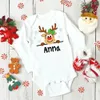 Strampler Benutzerdefinierte Name Baby Weihnachten Bodys Personalisierte Deer geboren Kleidung Jungen Mädchen Langarm Overall Weihnachten Party Säuglings Outfits 230925