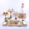 Overige Bakvormen 4-9 stuks Kristal Metalen Taartstandaard Set Acryl Spiegel Cupcake Decoraties Dessert Voetstuk Bruiloft Display Tray193b