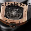 Richardmills Watches Montre mécanique Richars Miller Rm023 Automatique pour homme Boîtier en or rose 18 carats Conception de tonneau de vin avec carte d'assurance Ti0d