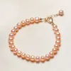 Leichtes, luxuriöses natürliches Süßwasser-Orange-Perlen-Armband, einfache Persönlichkeit, Damen-Armband, Urlaubsgeschenk