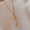 Fashion Designer Necklace D Letter Pendant Sweater Chain Gold Chain Letter D Titanium Steel Necklace