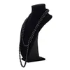 Chains 2X Fashion Faux Pearl Long Sweater Chain Necklace--Black