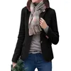 Damenjacken, Damen-Winterjacke, dicker Revers-Langarmmantel, formeller Business-Stil mit Taschen, einreihige Strickjacke