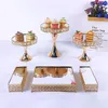 3 pz-13 pz Alzata per torta Set Bellissimo vassoio 3 livelli Oro Cupcake Dessert Display Strumenti di decorazione Matrimonio Cristallo Specchio acrilico Altro265S